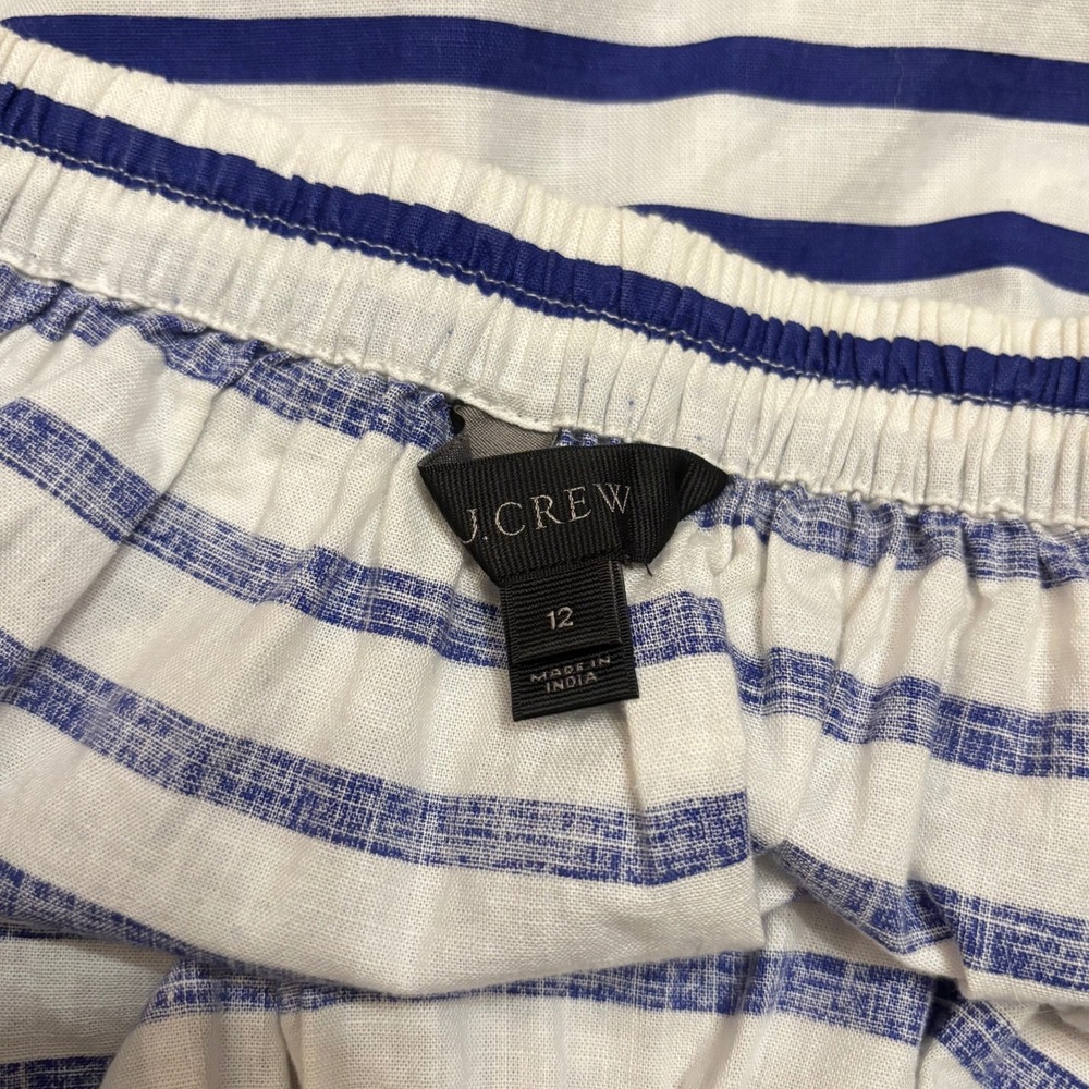 J.Crew Women Blue White Striped Cotton Elastic Mini Skirt Nautical Preppy 12 - Picture 4 of 7